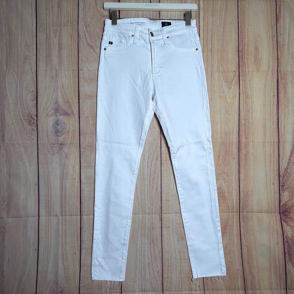 AG Adriano Goldschmied Farrah Skinny Ankle‎ Jeans 26R White Raw Hem High Rise